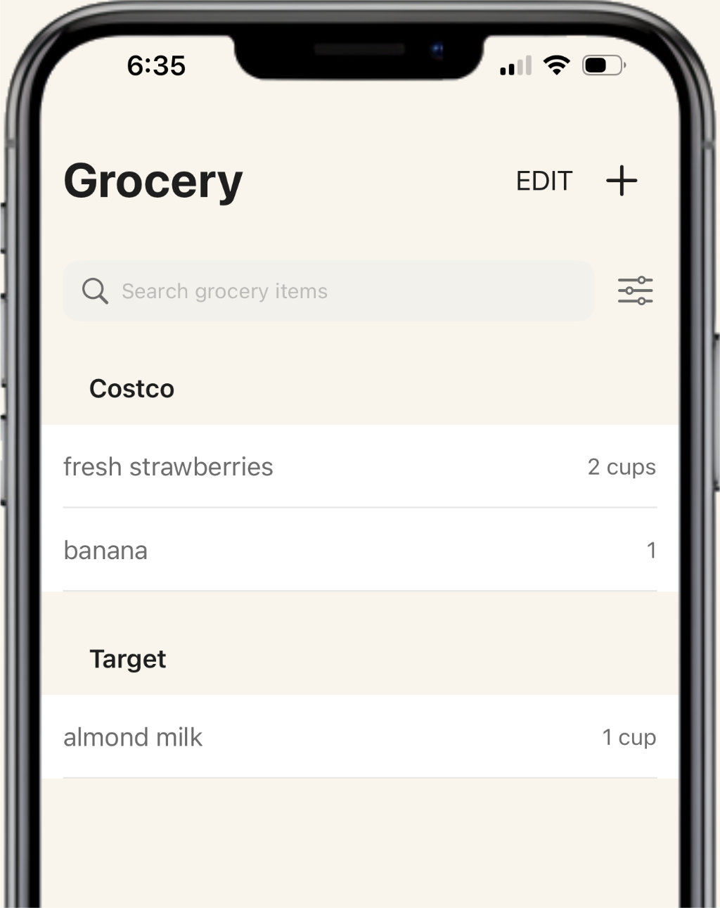 Automatic grocery lists